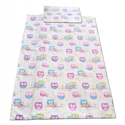 pościel dwustronna MINKY 2-częściowa 120x90cm (pink owl)